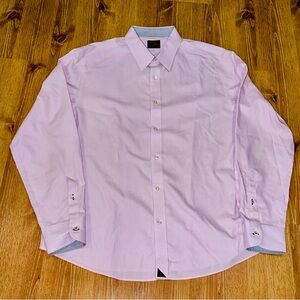 Untuckit Pink White Striped Button Up Classic Office Dress Shirt XL